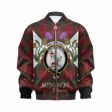 MacDougall (McDougall) Tartan Family Crest Kid Bomber Jacket Scottish Burns Night Thistle Floral