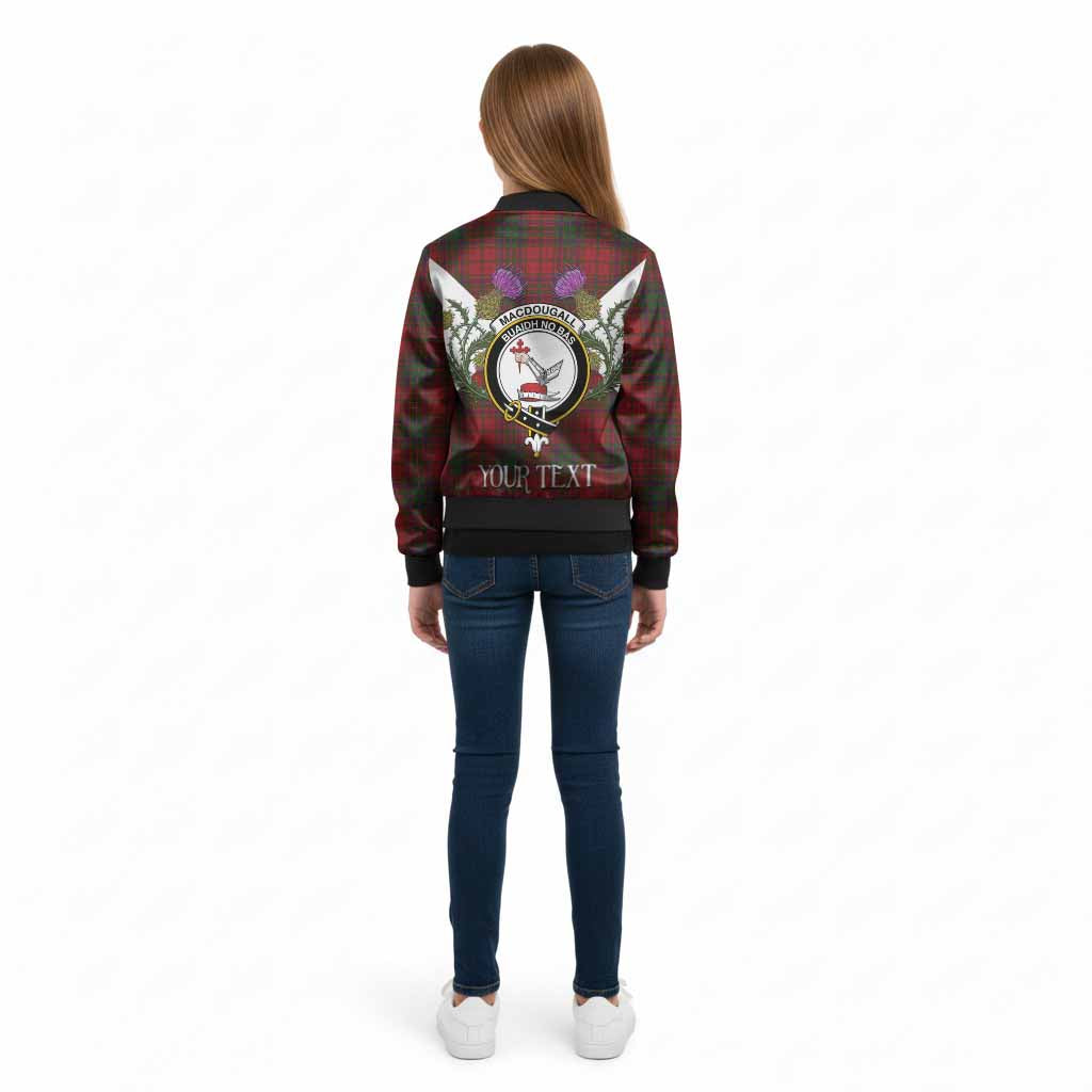 MacDougall (McDougall) Tartan Family Crest Kid Bomber Jacket Scottish Burns Night Thistle Floral