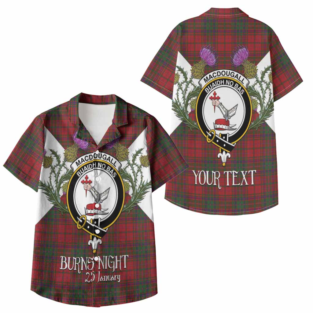 MacDougall (McDougall) Tartan Family Crest Kid Hawaiian Shirt Scottish Burns Night Thistle Floral
