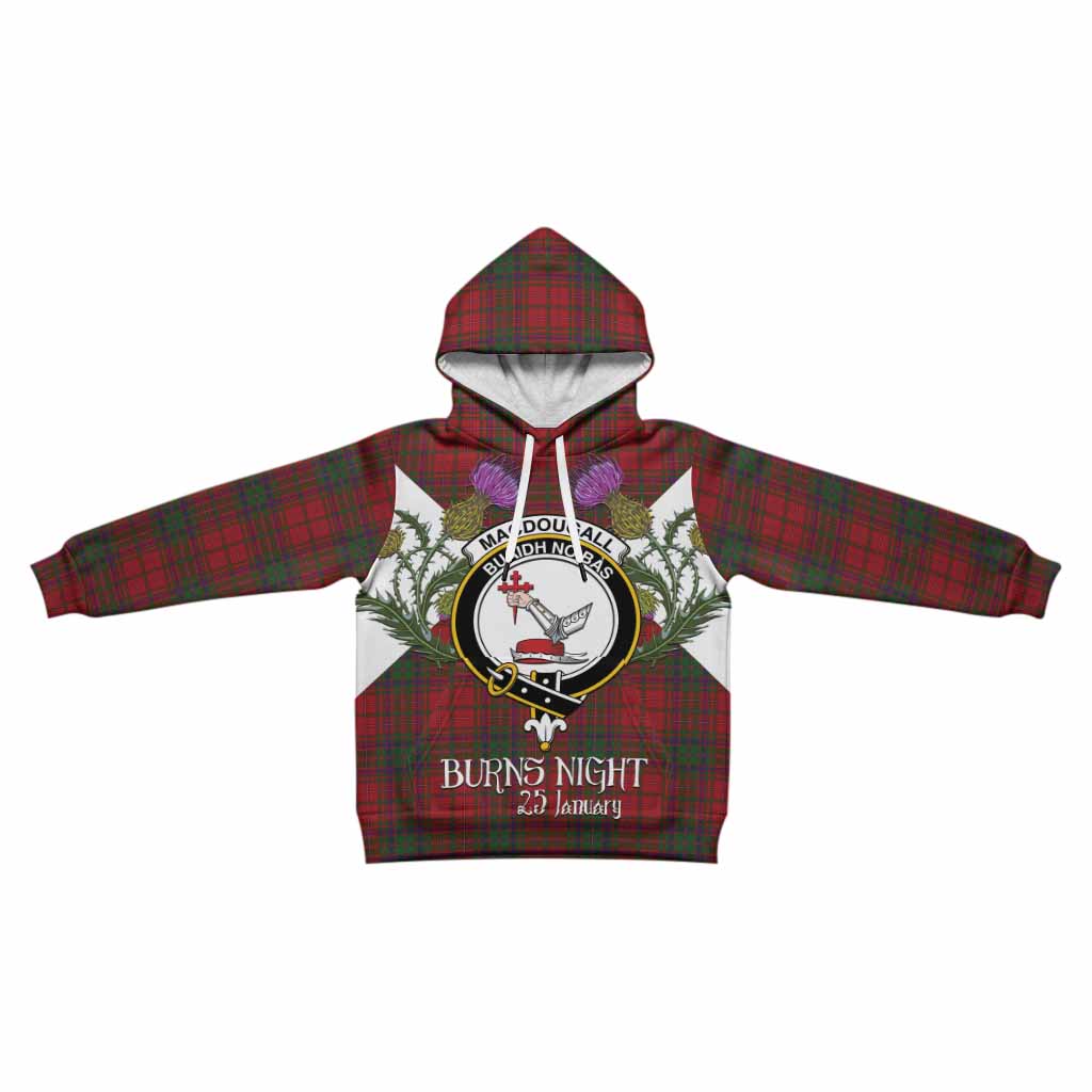 MacDougall (McDougall) Tartan Family Crest Kid Hoodie Scottish Burns Night Thistle Floral