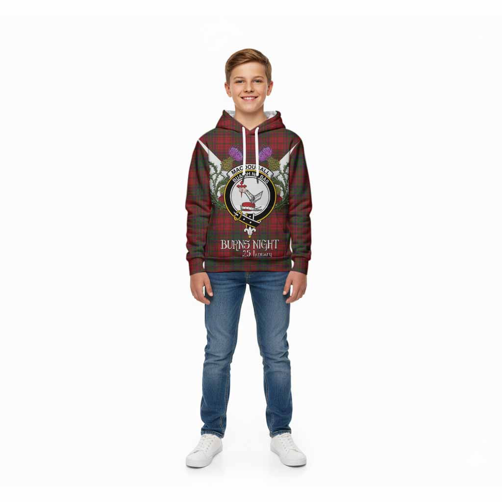 MacDougall (McDougall) Tartan Family Crest Kid Hoodie Scottish Burns Night Thistle Floral