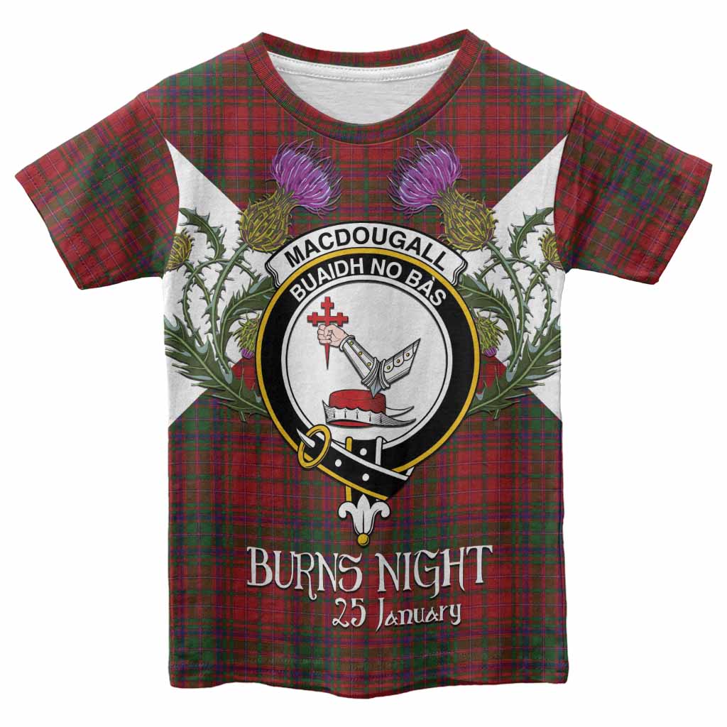 MacDougall (McDougall) Tartan Family Crest Kid T-shirt Scottish Burns Night Thistle Floral