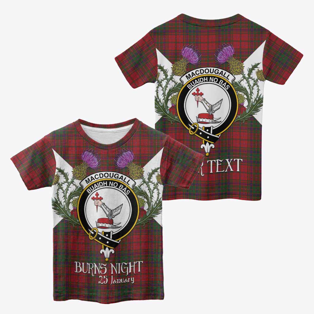 MacDougall (McDougall) Tartan Family Crest Kid T-shirt Scottish Burns Night Thistle Floral
