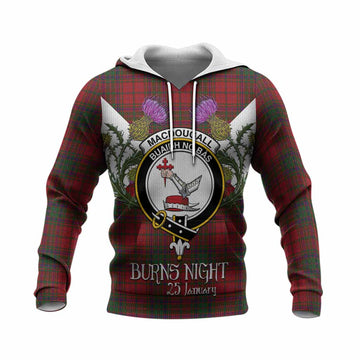 MacDougall (McDougall) Tartan Family Crest Knitted Hoodie Scottish Burns Night Thistle Floral