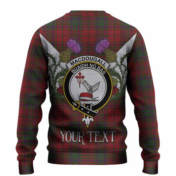 MacDougall (McDougall) Tartan Family Crest Knitted Sweater Scottish Burns Night Thistle Floral