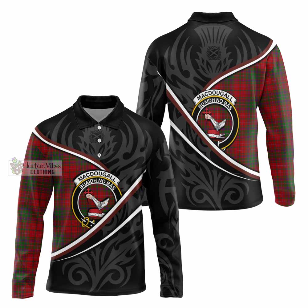 MacDougall (McDougall) Tartan Family Crest Long Sleeve Polo Shirt Celtic Scottish Thistle Floral - Tartan Vibes Clothing