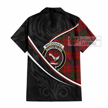 MacDougall (McDougall) Tartan Family Crest Hawaiian Shirt Celtic Scottish Thistle Floral
