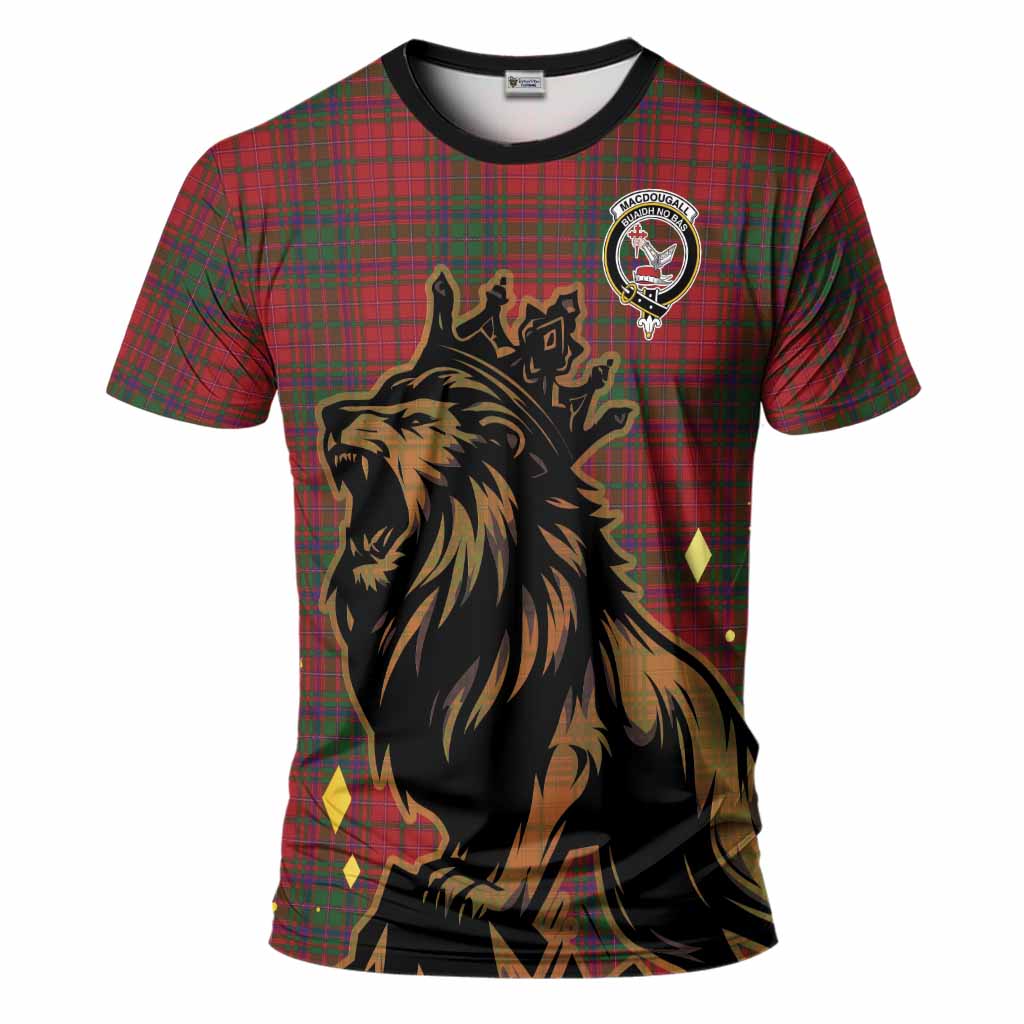 MacDougall (McDougall) Tartan Family Crest T-Shirt Crowned Lion Roaring
