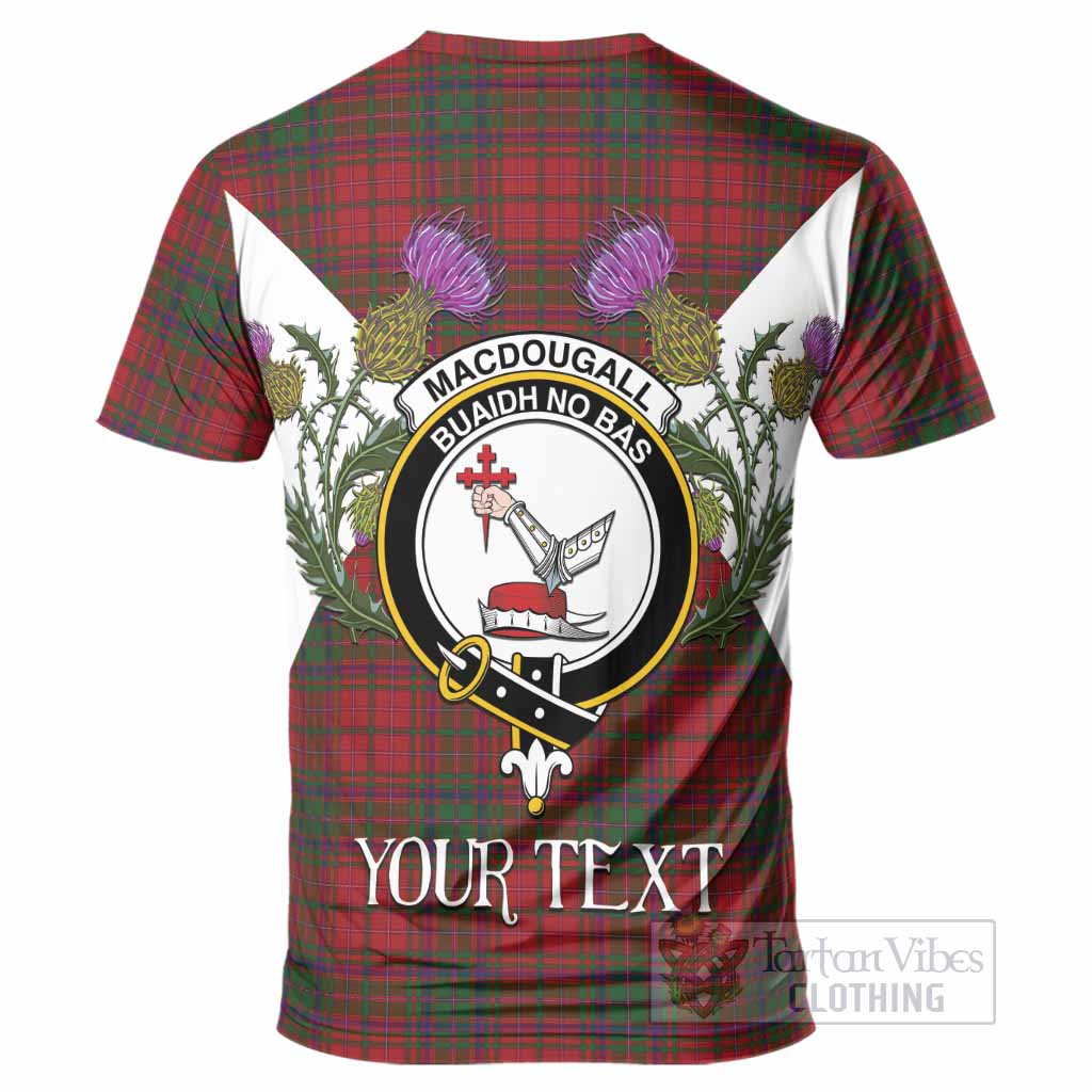 MacDougall (McDougall) Tartan Family Crest T-Shirt Scottish Burns Night Thistle Floral