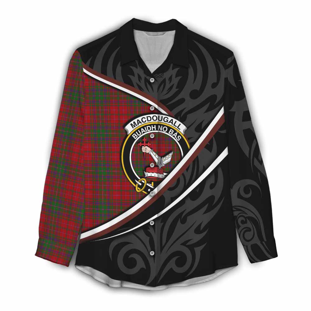 MacDougall (McDougall) Tartan Family Crest Women Casual Shirt Celtic Scottish Thistle Floral - Tartan Vibes Clothing