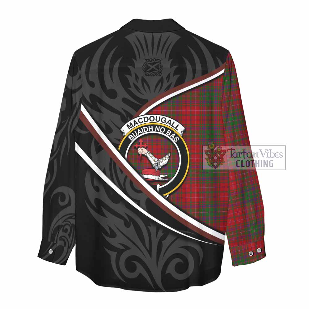 MacDougall (McDougall) Tartan Family Crest Women Casual Shirt Celtic Scottish Thistle Floral - Tartan Vibes Clothing
