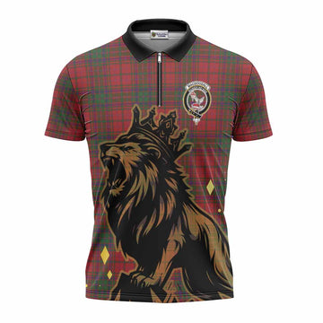 MacDougall (McDougall) Tartan Family Crest Zipper Polo Shirt Crowned Lion Roaring