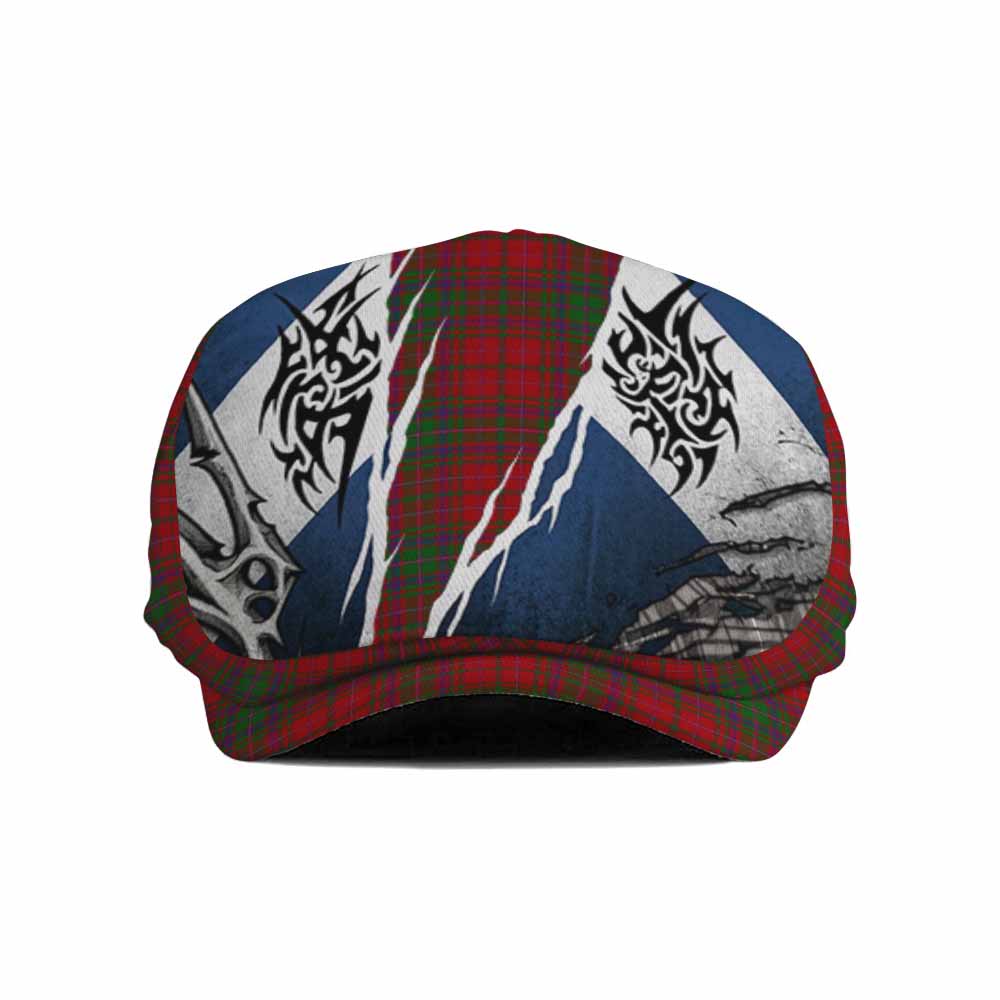 MacDougall (McDougall) Tartan Flat Cap, Jeff Cap Scotland Flag Ripped Tribal Design