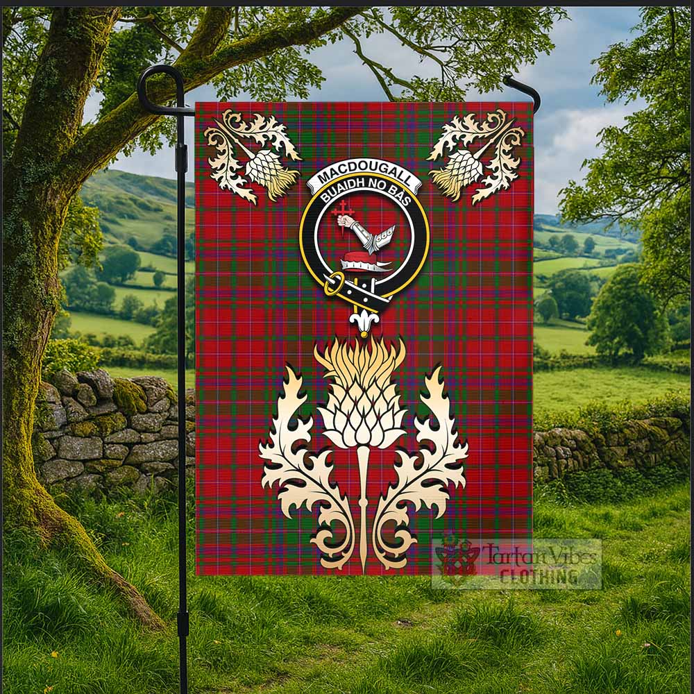 MacDougall (McDougall) Tartan Garden Flag with Golden Regal Scottish Thistle Emblem - Tartan Vibes Clothing