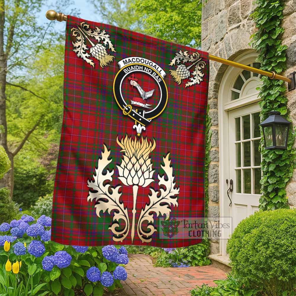 MacDougall (McDougall) Tartan Garden Flag with Golden Regal Scottish Thistle Emblem - Tartan Vibes Clothing