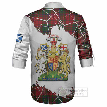 MacDougall (McDougall) Tartan Ghillie Shirt with Family Crest and Lion Rampant Grunge Style
