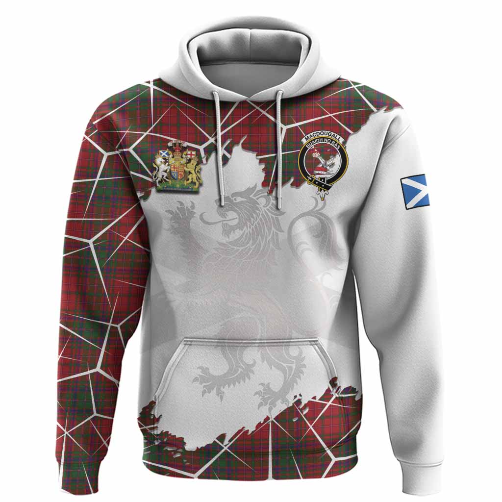 MacDougall (McDougall) Tartan Hoodie with Family Crest and Lion Rampant Grunge Style