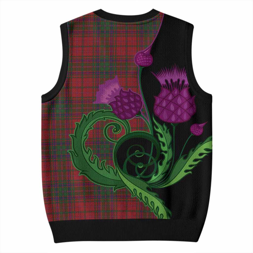 MacDougall (McDougall) Tartan Knitted V-Neck Vest Traditional Scottish Thistle