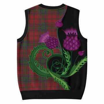 MacDougall (McDougall) Tartan Knitted V-Neck Vest Traditional Scottish Thistle