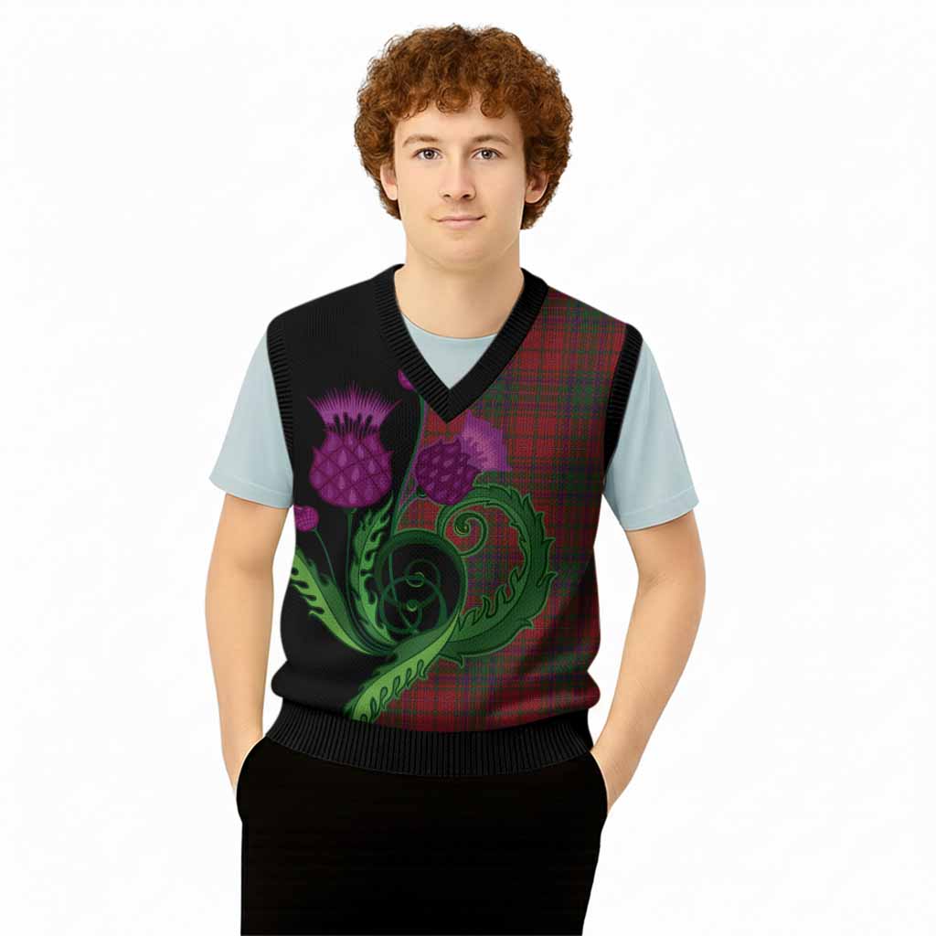 MacDougall (McDougall) Tartan Knitted V-Neck Vest Traditional Scottish Thistle
