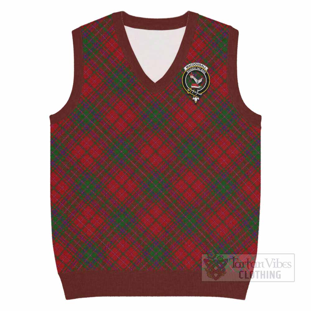 MacDougall (McDougall) Tartan Knitted V-Neck Vest with Family Crest Cross Style