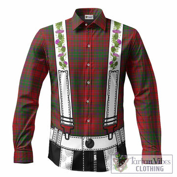 MacDougall (McDougall) Tartan Lederhosen Costume Long Sleeve Button Shirts Scotland Thistle Floral