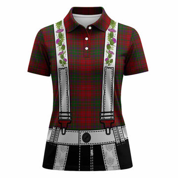 MacDougall (McDougall) Tartan Lederhosen Costume Women Polo Shirt Scotland Thistle Floral