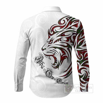 MacDougall (McDougall) Tartan Lion Roar Long Sleeve Button Shirts Alba Gu Brath with Celtic Motifs