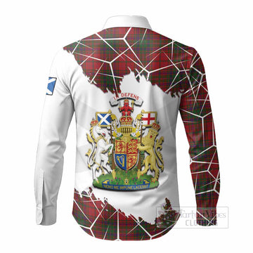 MacDougall (McDougall) Tartan Long Sleeve Button Shirts with Family Crest and Lion Rampant Grunge Style