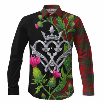 MacDougall (McDougall) Tartan Luckenbooth Long Sleeve Button Shirts Silver Heart Crown Thistle Floral Men's Shirt S - Tartan Vibes Clothing