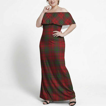 MacDougall (McDougall) Tartan Off Shoulder Ruffle Maxi Dress