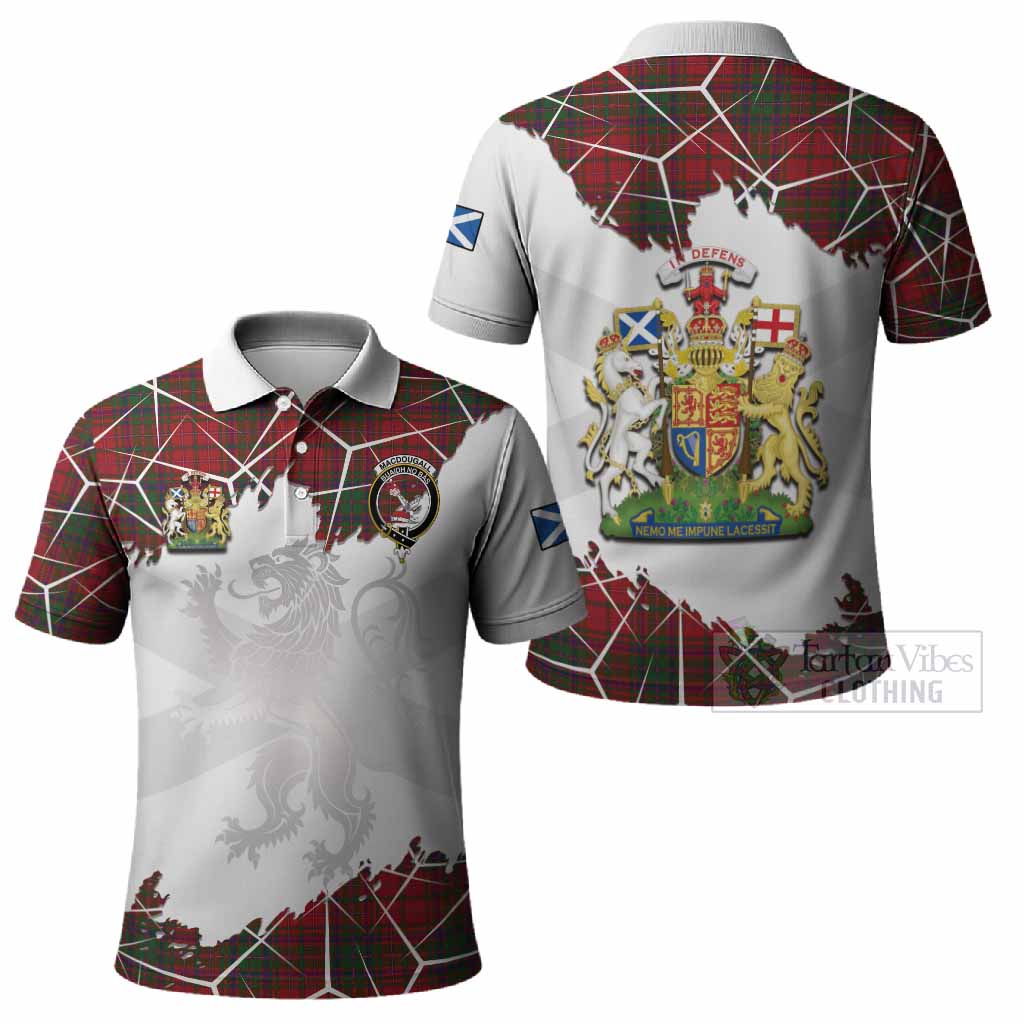 MacDougall (McDougall) Tartan Polo Shirt with Family Crest and Lion Rampant Grunge Style