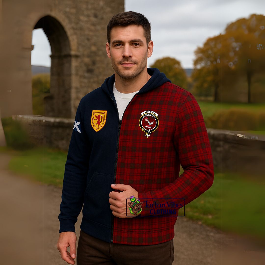 MacDougall (McDougall) Tartan Sherpa Hoodie Alba with Scottish Lion Royal Arm Half Style