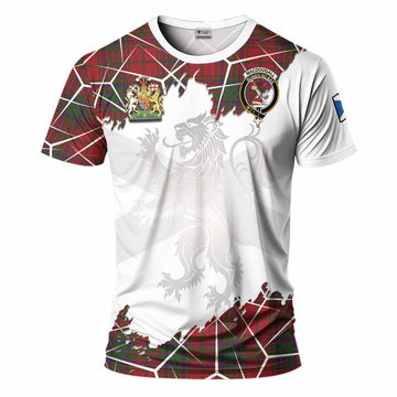 MacDougall (McDougall) Tartan T-Shirt with Family Crest and Lion Rampant Grunge Style