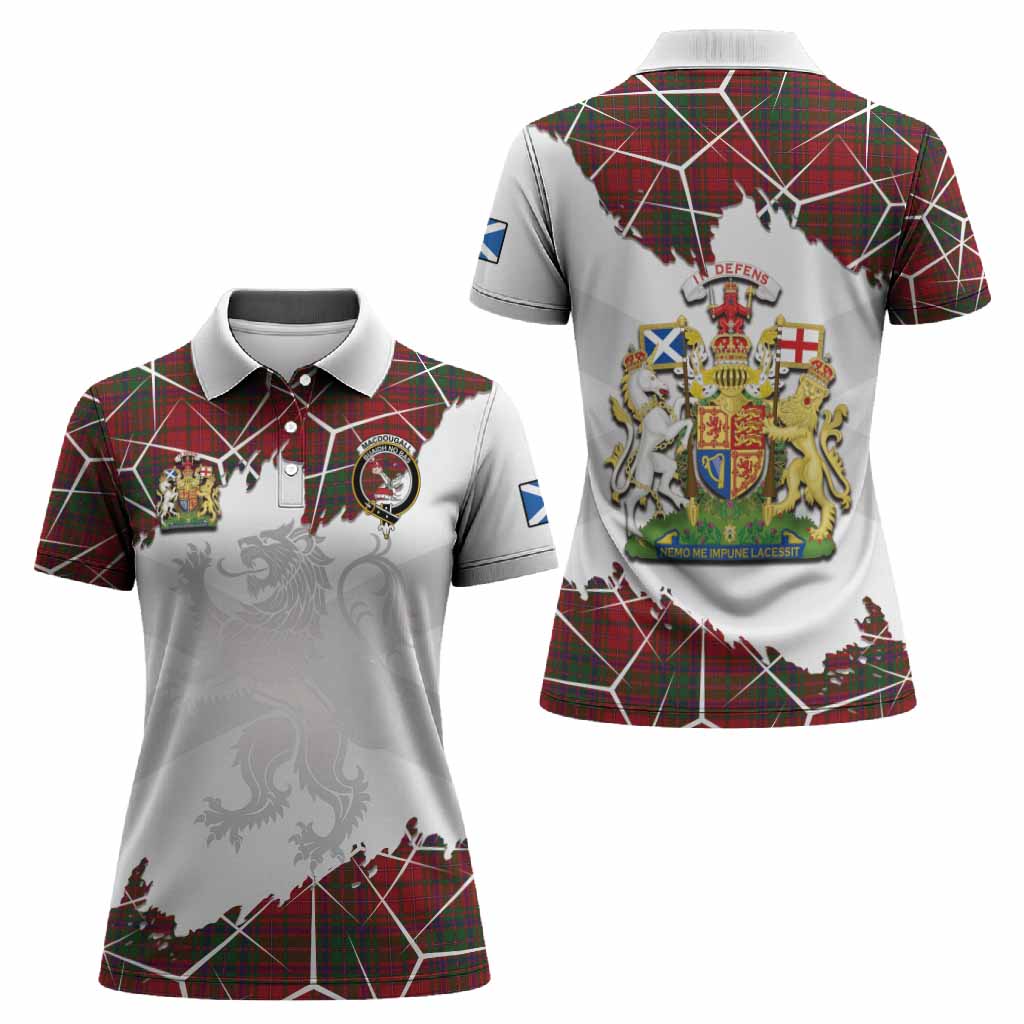 MacDougall (McDougall) Tartan Women Polo Shirt with Family Crest and Lion Rampant Grunge Style