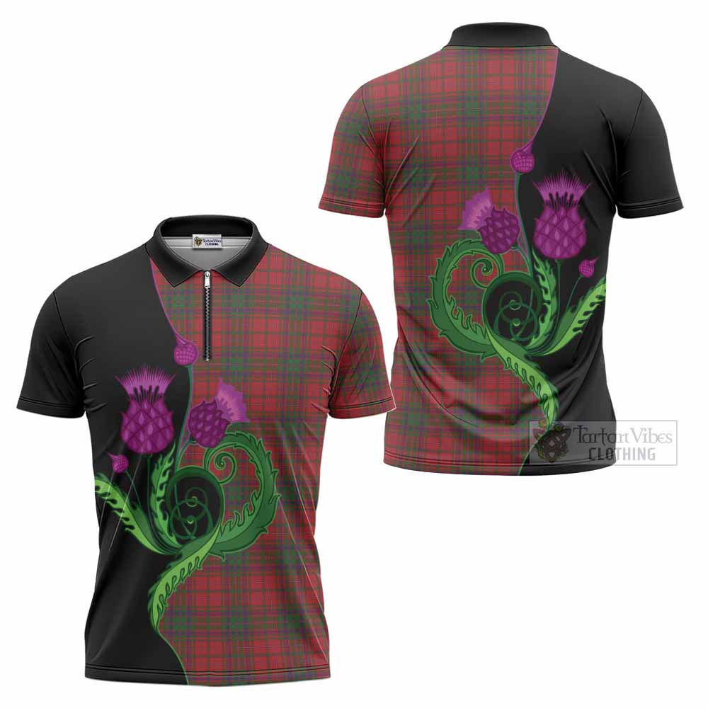 MacDougall (McDougall) Tartan Zipper Polo Shirt Traditional Scottish Thistle