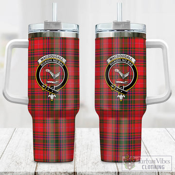 MacDougall Modern Tartan and Family Crest Tumbler with Handle