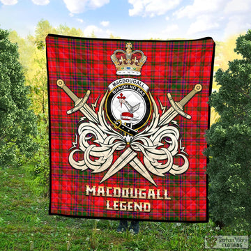 MacDougall Modern Tartan Quilt with Clan Crest and the Golden Sword of Courageous Legacy