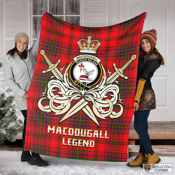MacDougall Modern Tartan Blanket with Clan Crest and the Golden Sword of Courageous Legacy