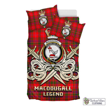 MacDougall Modern Tartan Bedding Set with Clan Crest and the Golden Sword of Courageous Legacy