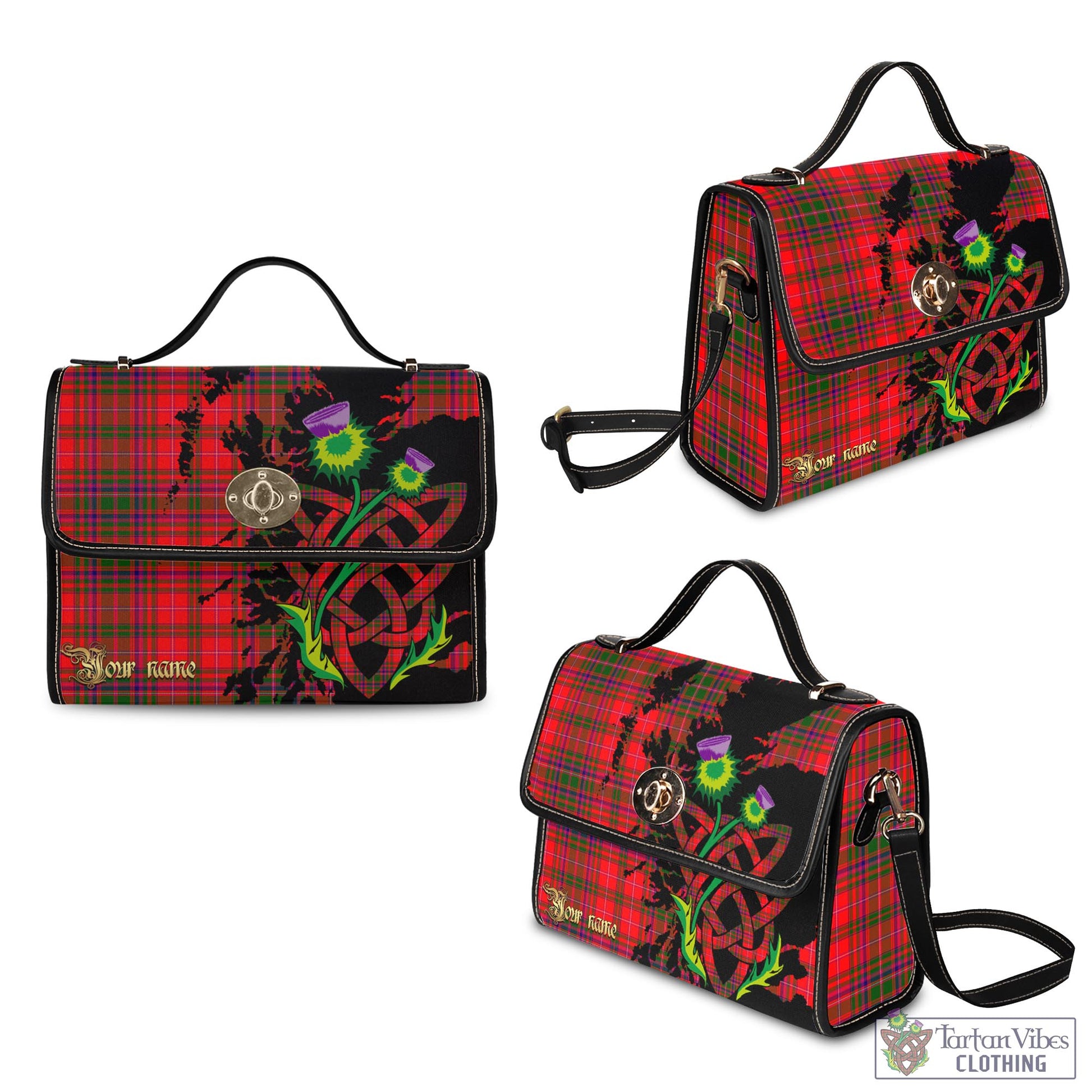 Tartan Vibes Clothing MacDougall Modern Tartan Waterproof Canvas Bag with Scotland Map and Thistle Celtic Accents