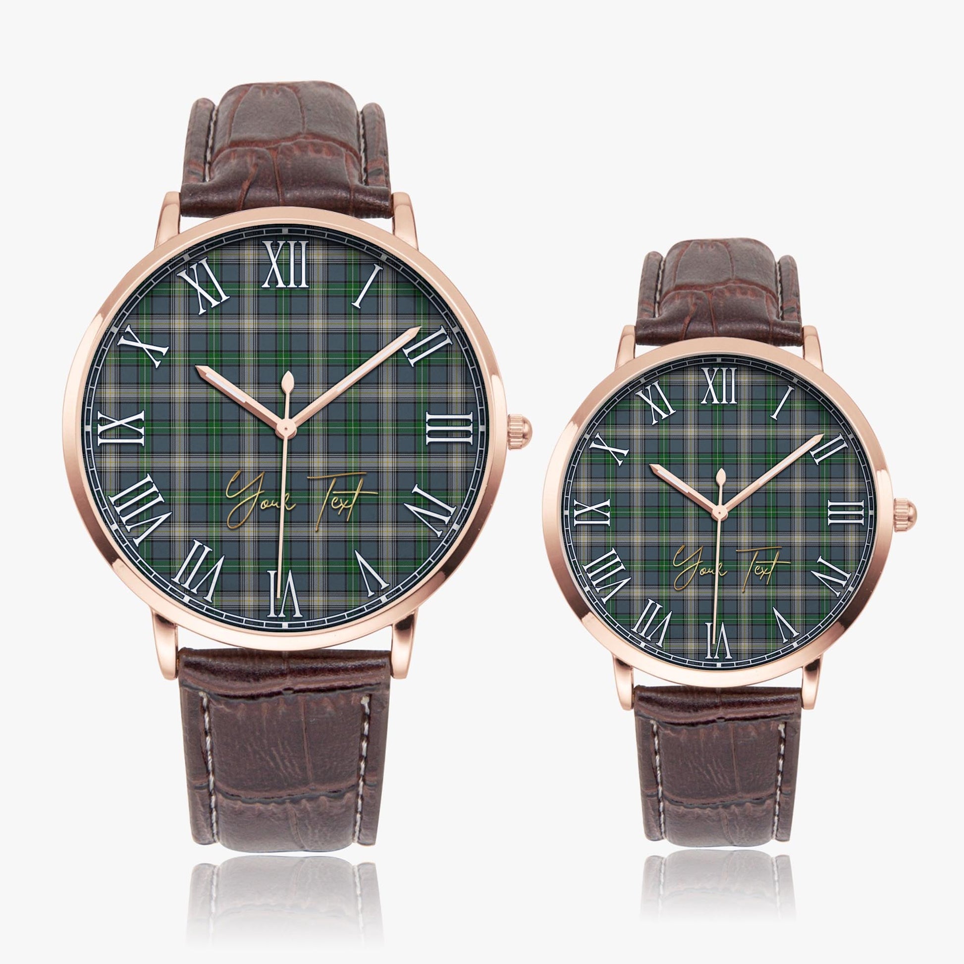 MacDowall (McDowall) Tartan Personalized Your Text Leather Trap Quartz Watch - Tartan Vibes Clothing