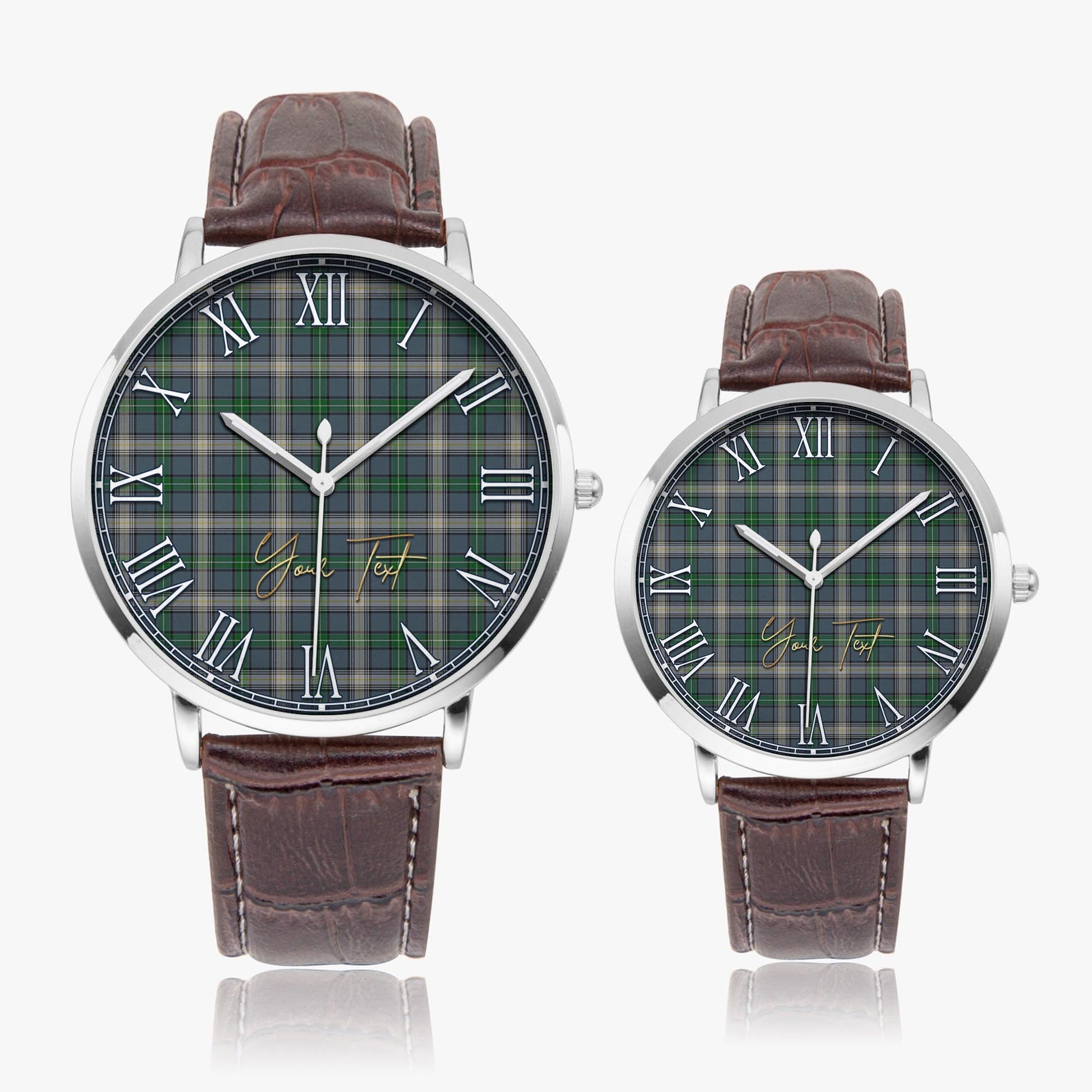 MacDowall (McDowall) Tartan Personalized Your Text Leather Trap Quartz Watch - Tartan Vibes Clothing