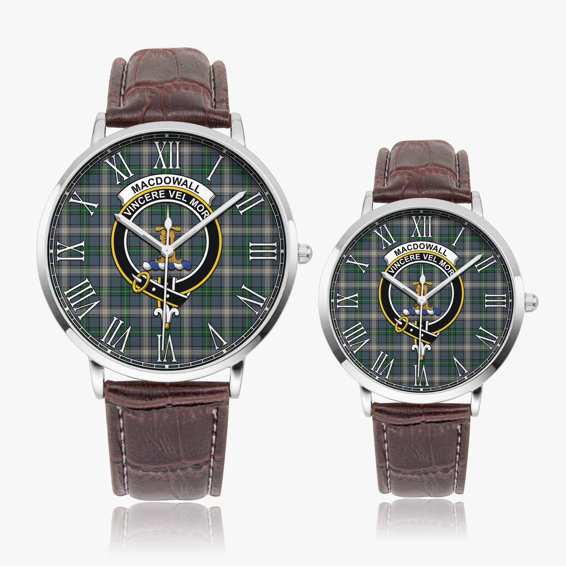MacDowall Tartan Family Crest Leather Strap Quartz Watch - Tartanvibesclothing