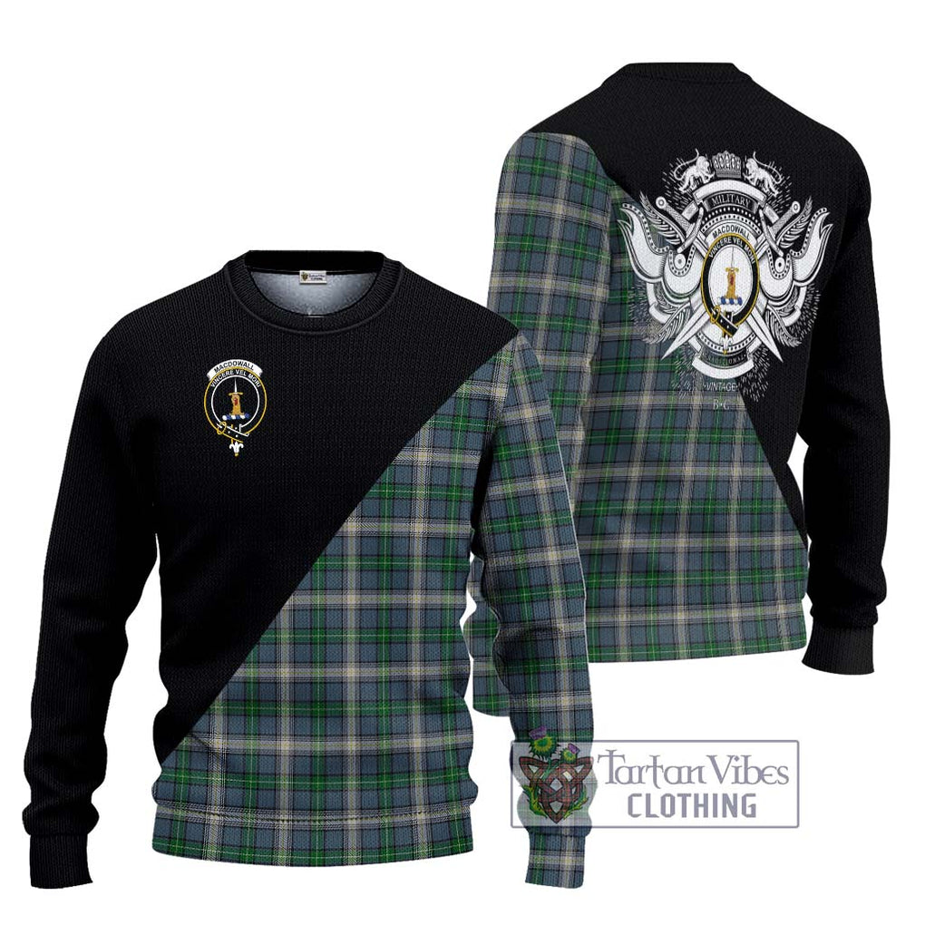 MacDowall (McDowall) Tartan Ugly Sweater with Family Crest and Military Logo Style Unisex - Tartan Vibes Clothing
