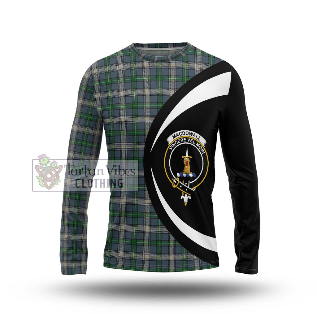 MacDowall (McDowall) Tartan Long Sleeve T-Shirt with Family Crest Circle Style Unisex - Tartan Vibes Clothing