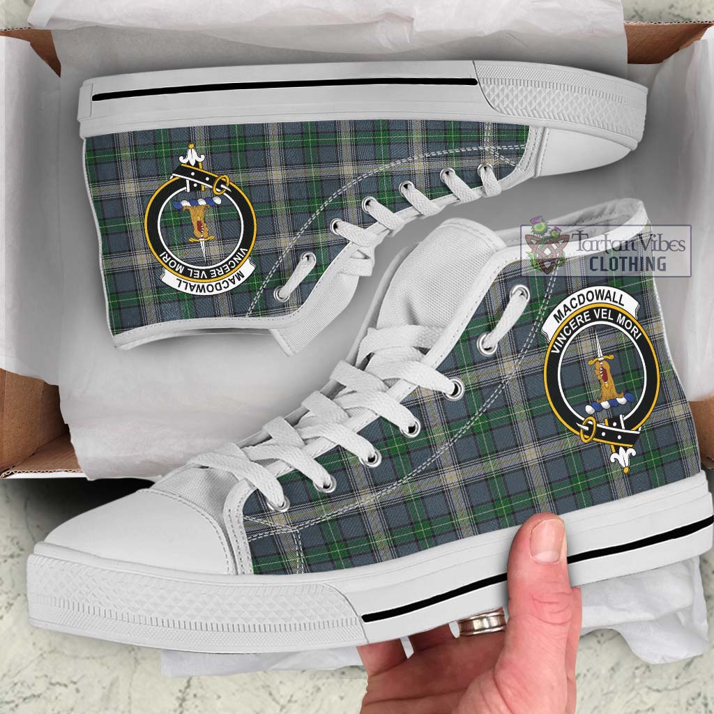MacDowall (McDowall) Tartan High Top Shoes with Family Crest Kid High Top - White Sole - Tartan Vibes Clothing