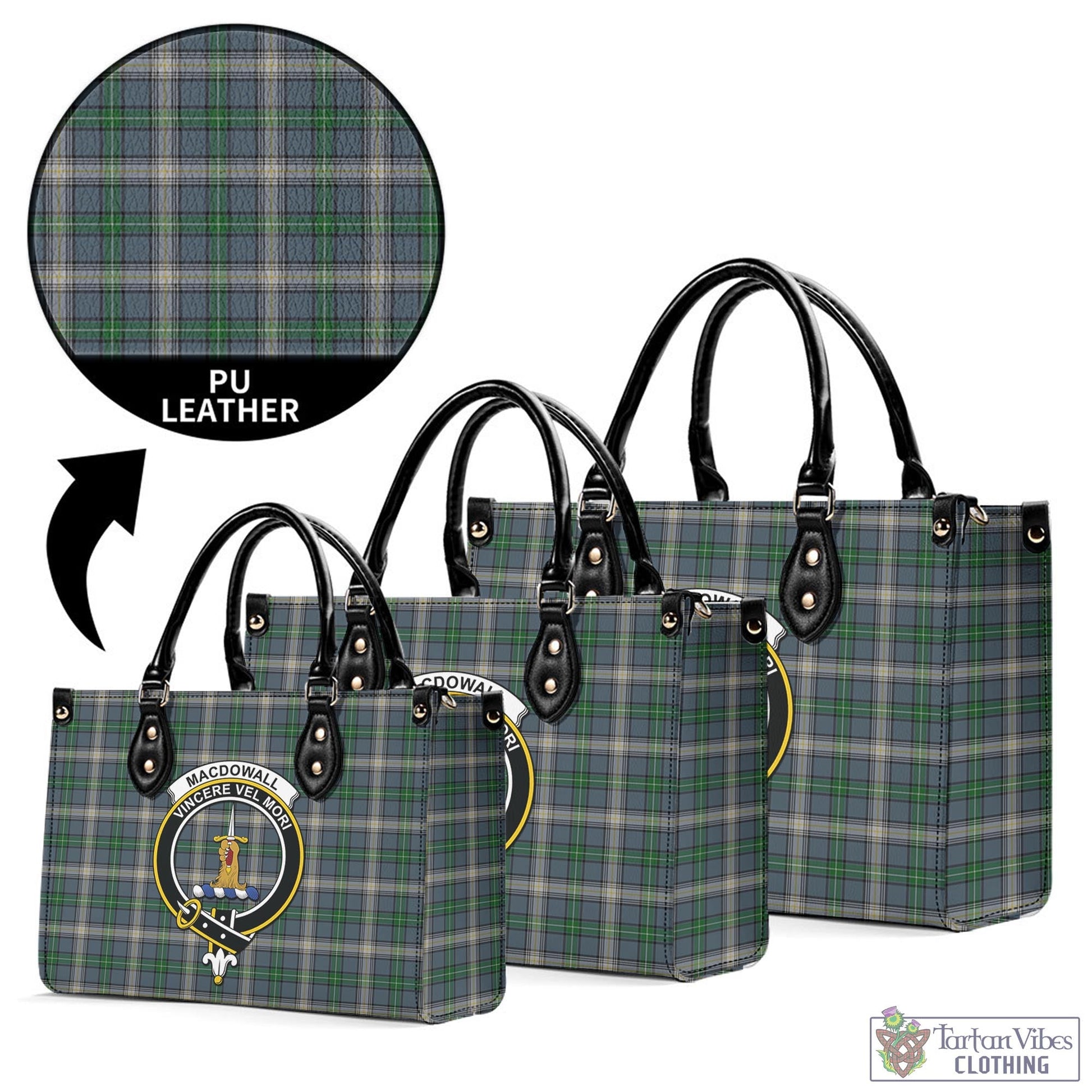 MacDowall (McDowall) Tartan Luxury Leather Handbags with Family Crest L - Tartan Vibes Clothing