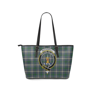 MacDowall (McDowall) Tartan Leather Tote Bag with Family Crest