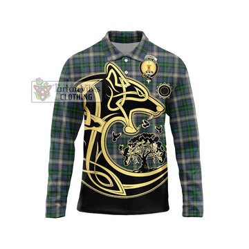 MacDowall (McDowall) Tartan Long Sleeve Polo Shirt with Family Crest Celtic Wolf Style Unisex - Tartan Vibes Clothing